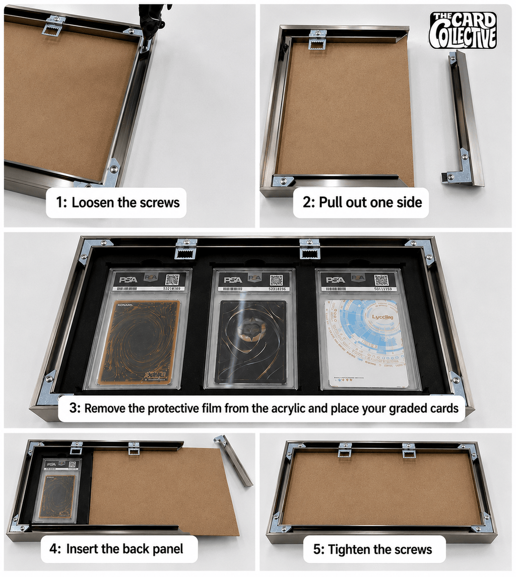 40 Grid (10×4) PSA & CGC Aluminium Pokémon Trading Card Metal Wall Display Frame Case | MTG • Yu-Gi-Oh • One Piece • Sports Cards - The Card Collective