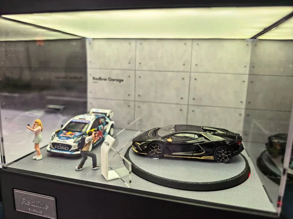 1/64 Rotating Acrylic Car Display Case Shelf | LED Display Box & Showroom Garage - The Card Collective