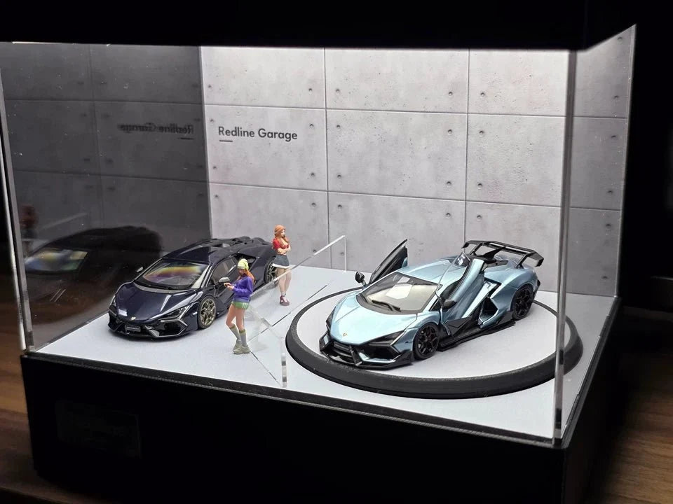 1/64 Rotating Acrylic Car Display Case Shelf | LED Display Box & Showroom Garage - The Card Collective