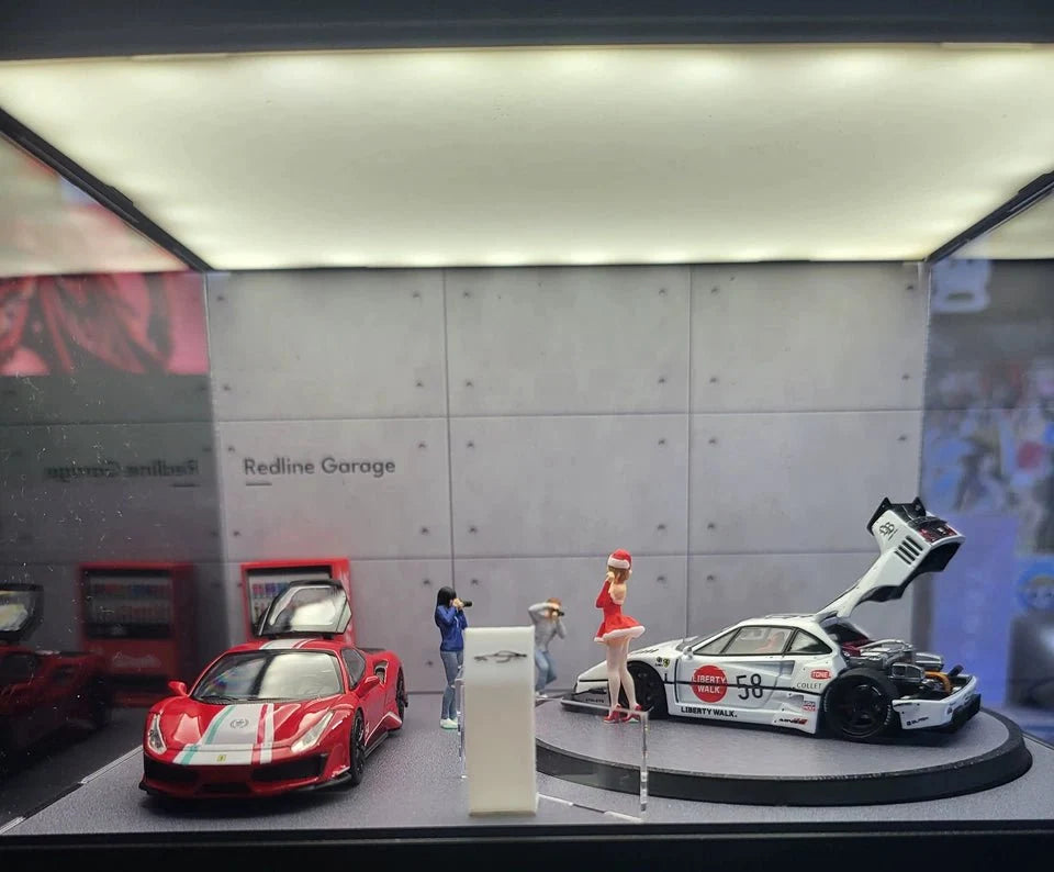 1/64 Rotating Acrylic Car Display Case Shelf | LED Display Box & Showroom Garage - The Card Collective