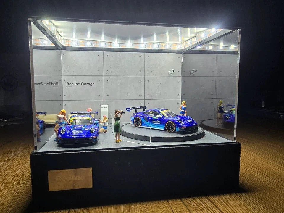1/64 Rotating Acrylic Car Display Case Shelf | LED Display Box & Showroom Garage - The Card Collective