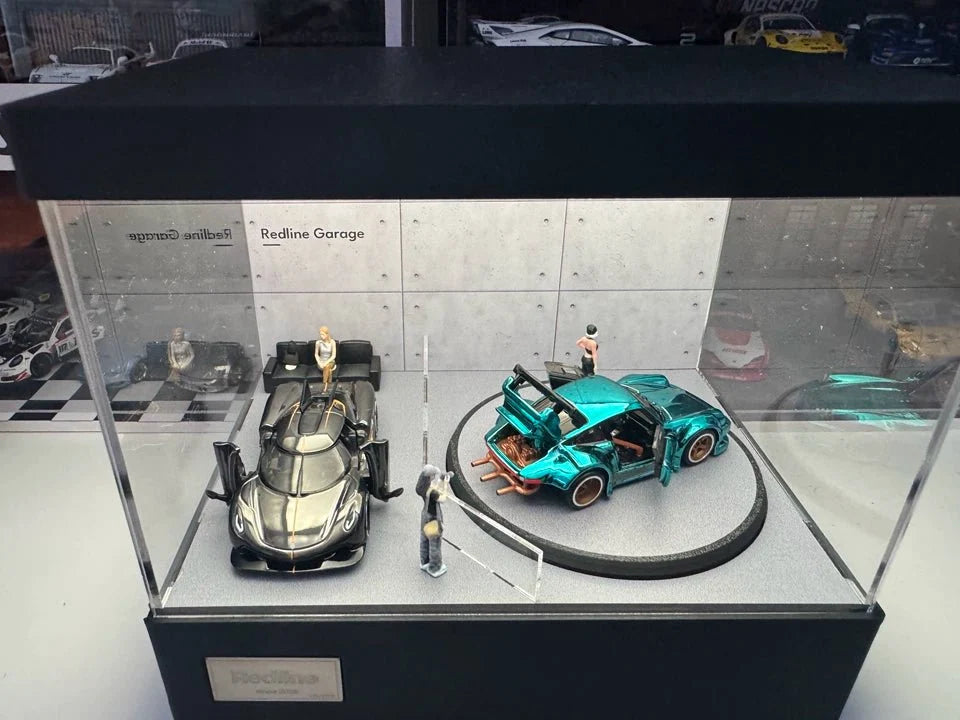 1/64 Rotating Acrylic Car Display Case Shelf | LED Display Box & Showroom Garage - The Card Collective