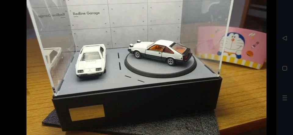 1/64 Rotating Acrylic Car Display Case Shelf | LED Display Box & Showroom Garage - The Card Collective