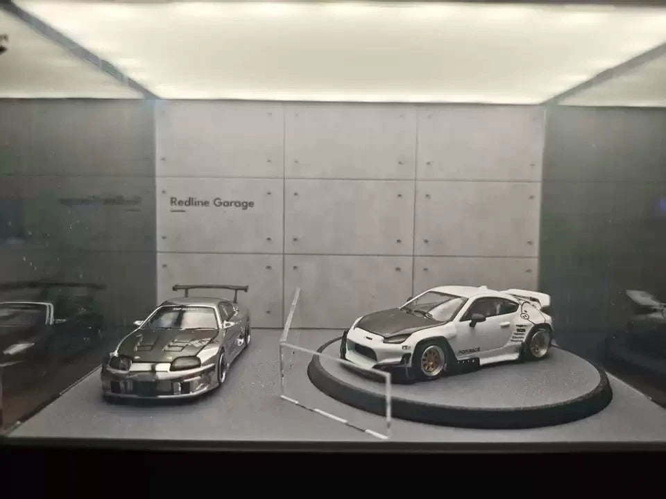 1/64 Rotating Acrylic Car Display Case Shelf | LED Display Box & Showroom Garage - The Card Collective