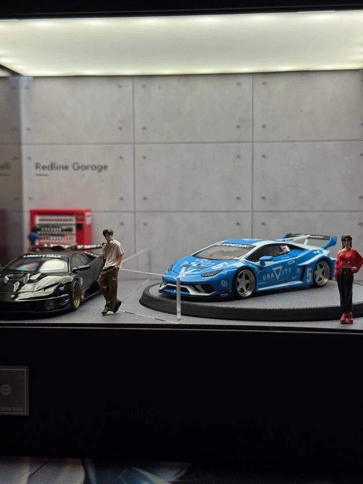 1/64 Rotating Acrylic Car Display Case Shelf | LED Display Box & Showroom Garage - The Card Collective