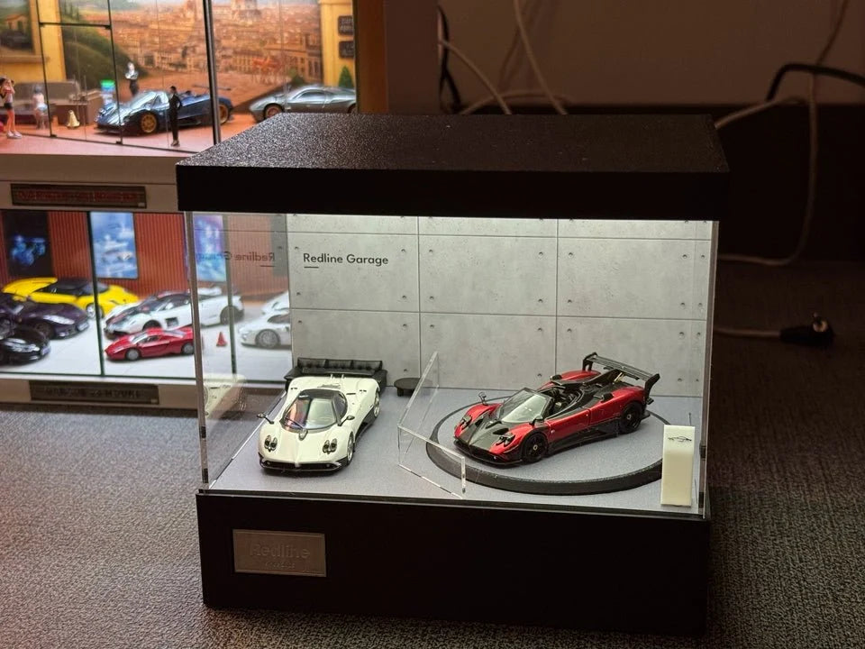 1/64 Rotating Acrylic Car Display Case Shelf | LED Display Box & Showroom Garage - The Card Collective