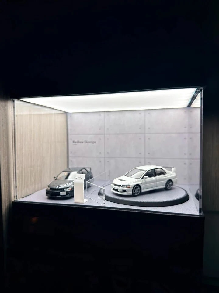 1/64 Rotating Acrylic Car Display Case Shelf | LED Display Box & Showroom Garage - The Card Collective
