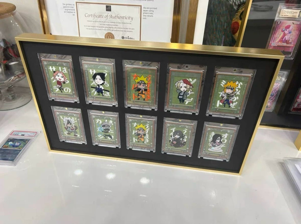 Premium aluminium metal trading card wall display frame case for Pokémon cards, MTG cards, Yu-Gi-Oh! cards, One Piece cards and sports cards, graded card wall display, PSA card frame, CGC card display, BGS slab display, One Touch magnetic holder display,