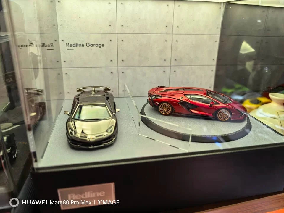 1/64 Rotating Acrylic Car Display Case Shelf | LED Display Box & Showroom Garage - The Card Collective