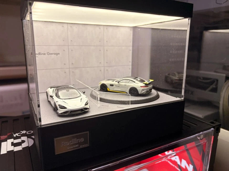 1/64 Rotating Acrylic Car Display Case Shelf | LED Display Box & Showroom Garage - The Card Collective