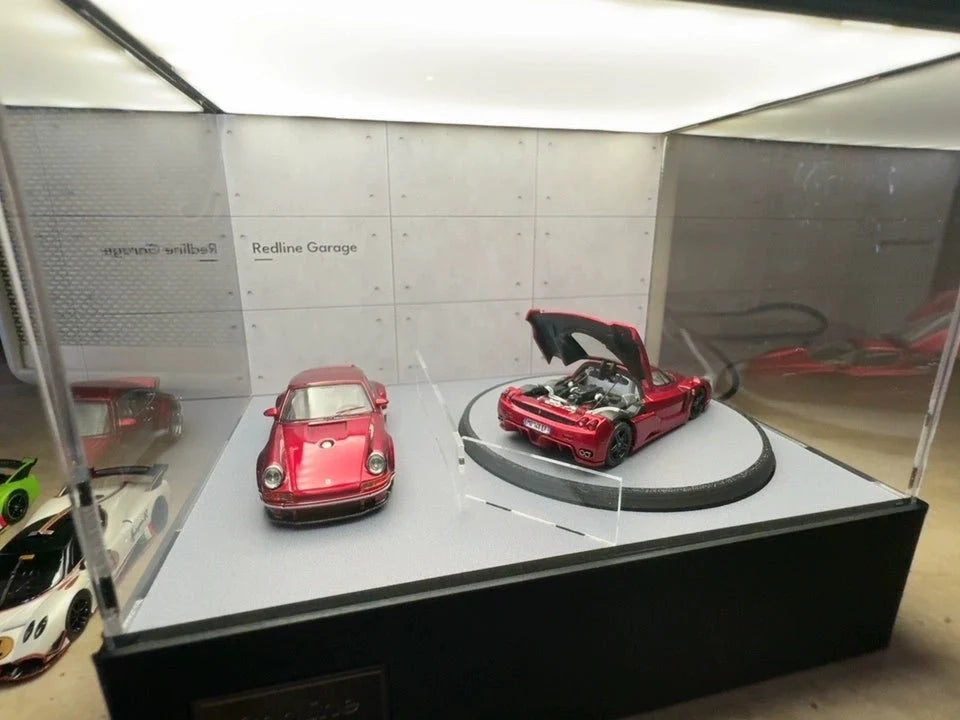 1/64 Rotating Acrylic Car Display Case Shelf | LED Display Box & Showroom Garage - The Card Collective