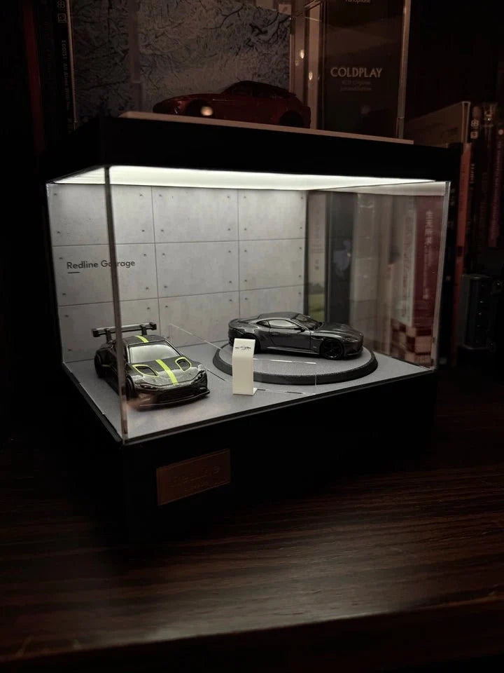 1/64 Rotating Acrylic Car Display Case Shelf | LED Display Box & Showroom Garage - The Card Collective
