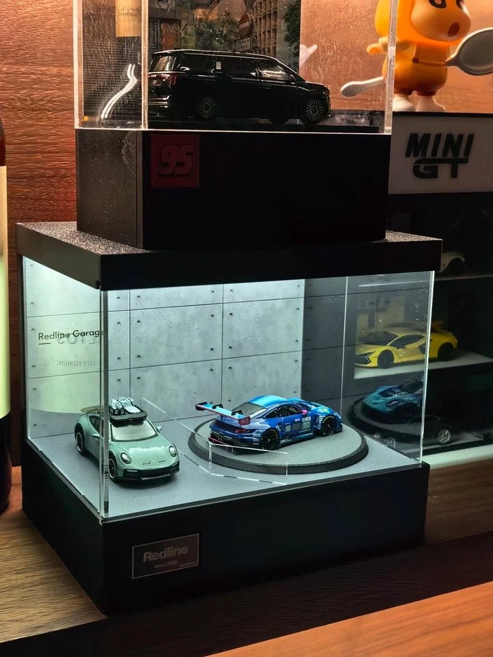 1/64 Rotating Acrylic Car Display Case Shelf | LED Display Box & Showroom Garage - The Card Collective