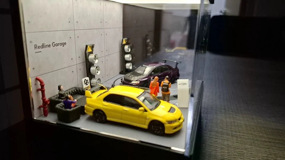 1/64 Rotating Acrylic Car Display Case Shelf | LED Display Box & Showroom Garage - The Card Collective