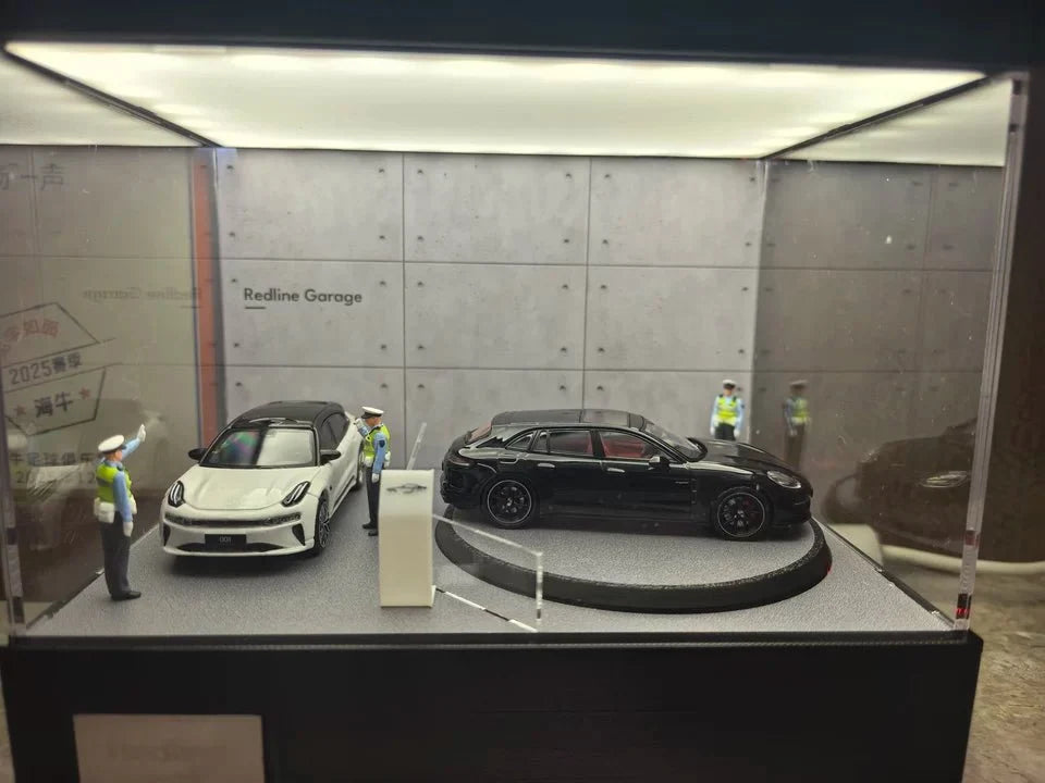 1/64 Rotating Acrylic Car Display Case Shelf | LED Display Box & Showroom Garage - The Card Collective
