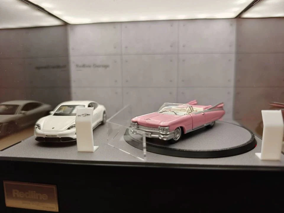 1/64 Rotating Acrylic Car Display Case Shelf | LED Display Box & Showroom Garage - The Card Collective